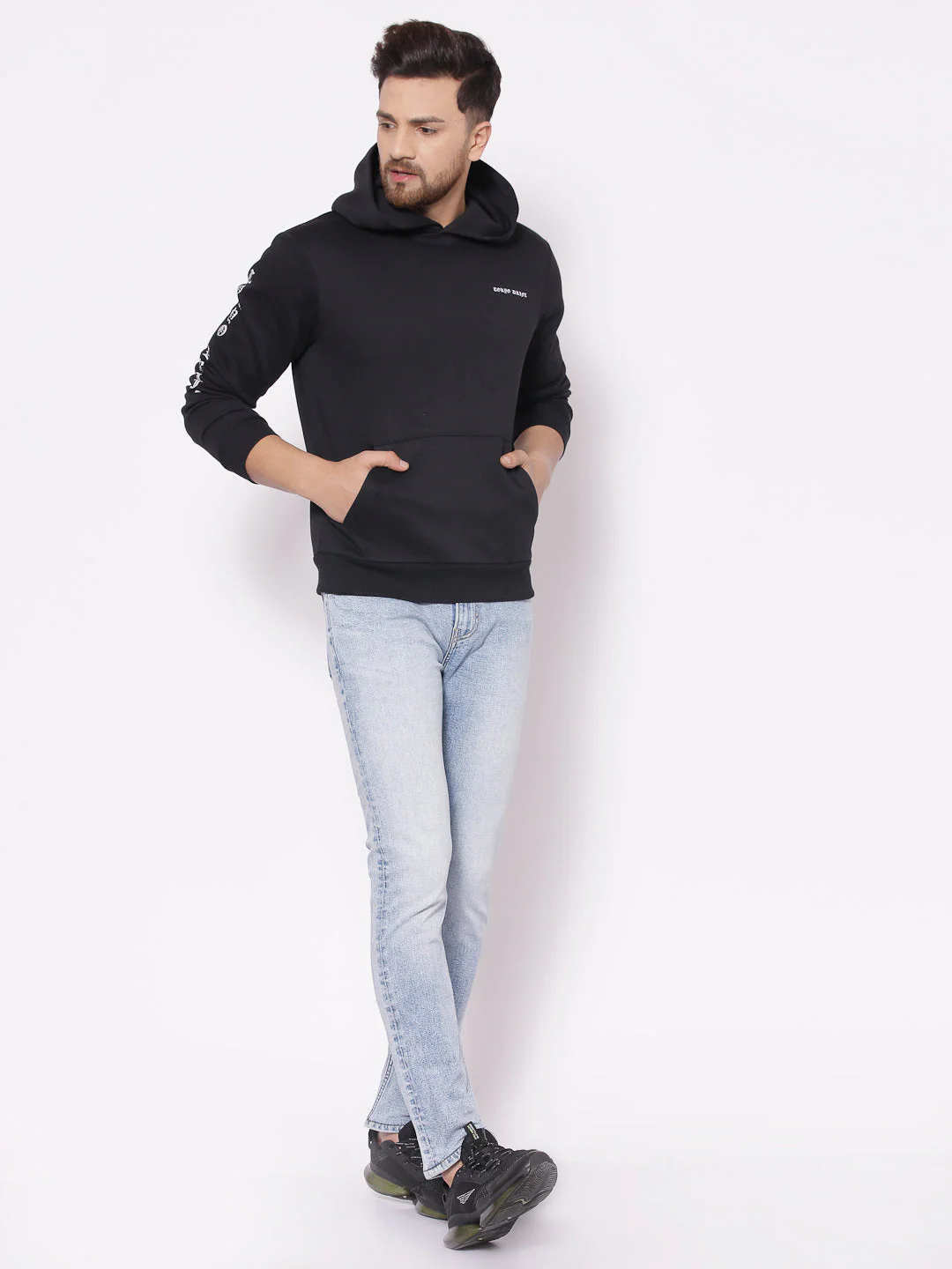 Men's Typographic Black Hoodies - Image 4