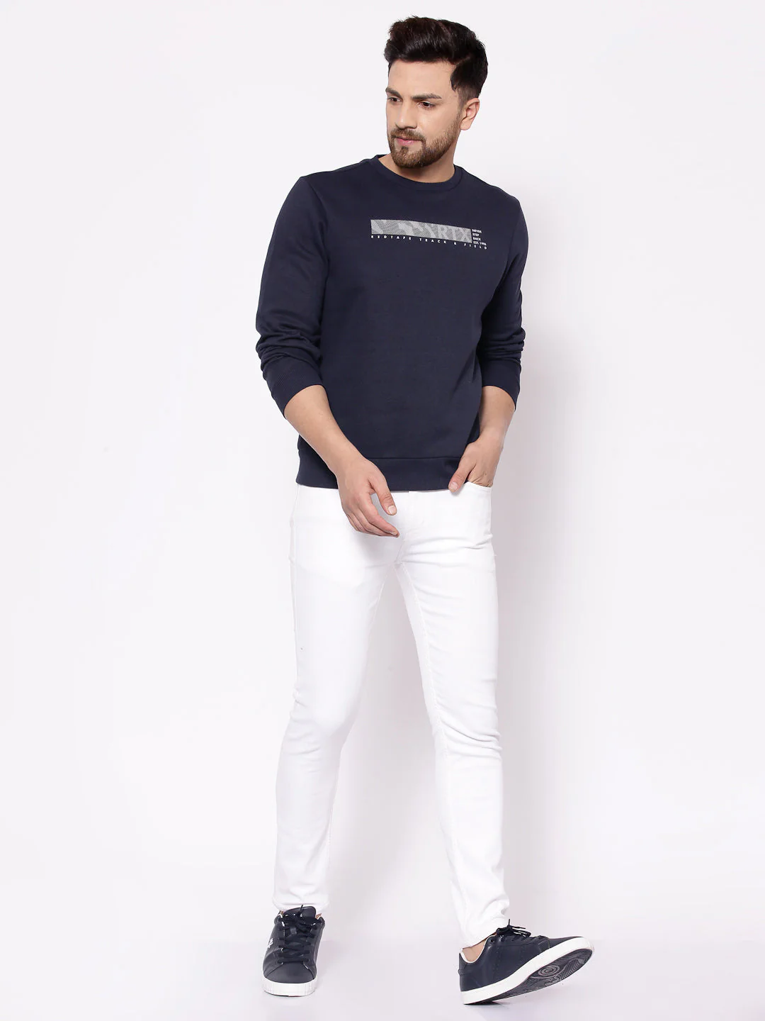 Men's Typographic Dark Navy Sweatshirt - Image 4