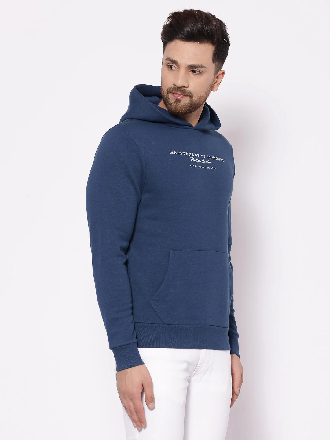 Men's Typographic Teal Hoodies - Image 2