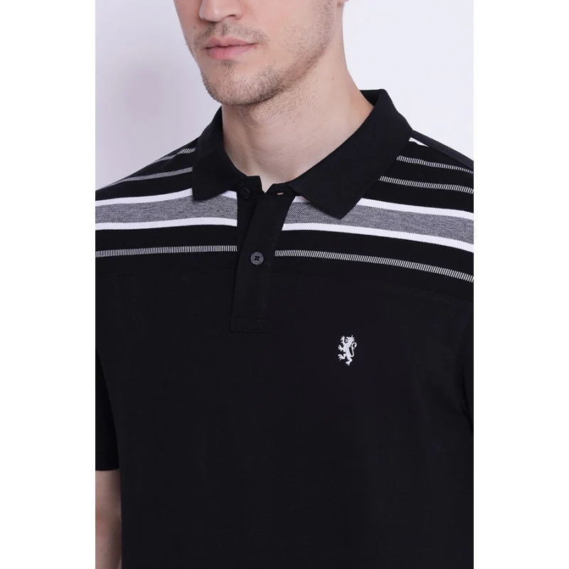 Men's White Black CollaRed T-Shirt - Image 4