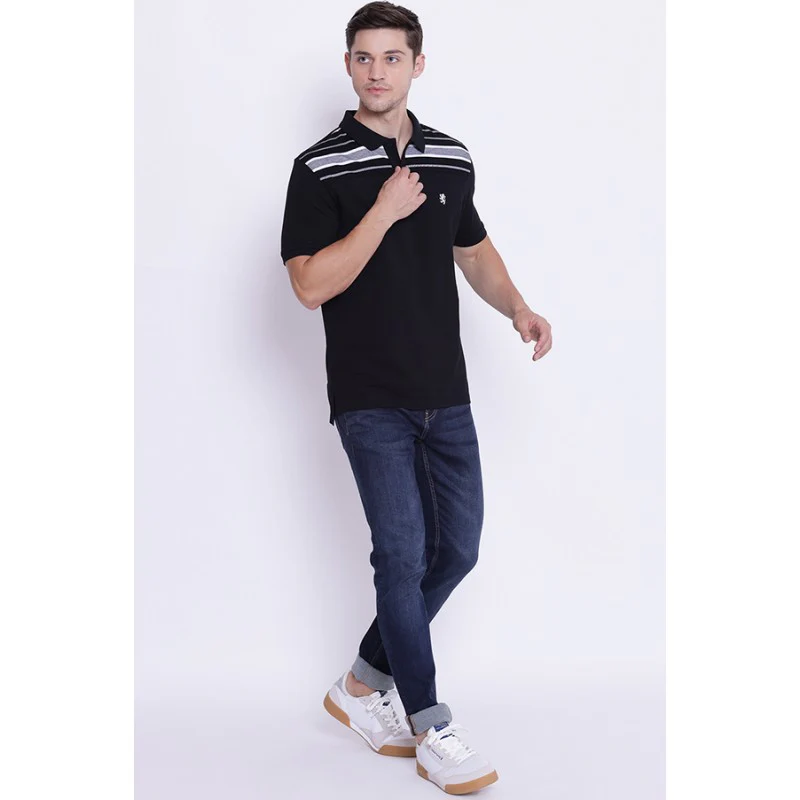Men's White Black CollaRed T-Shirt - Image 5