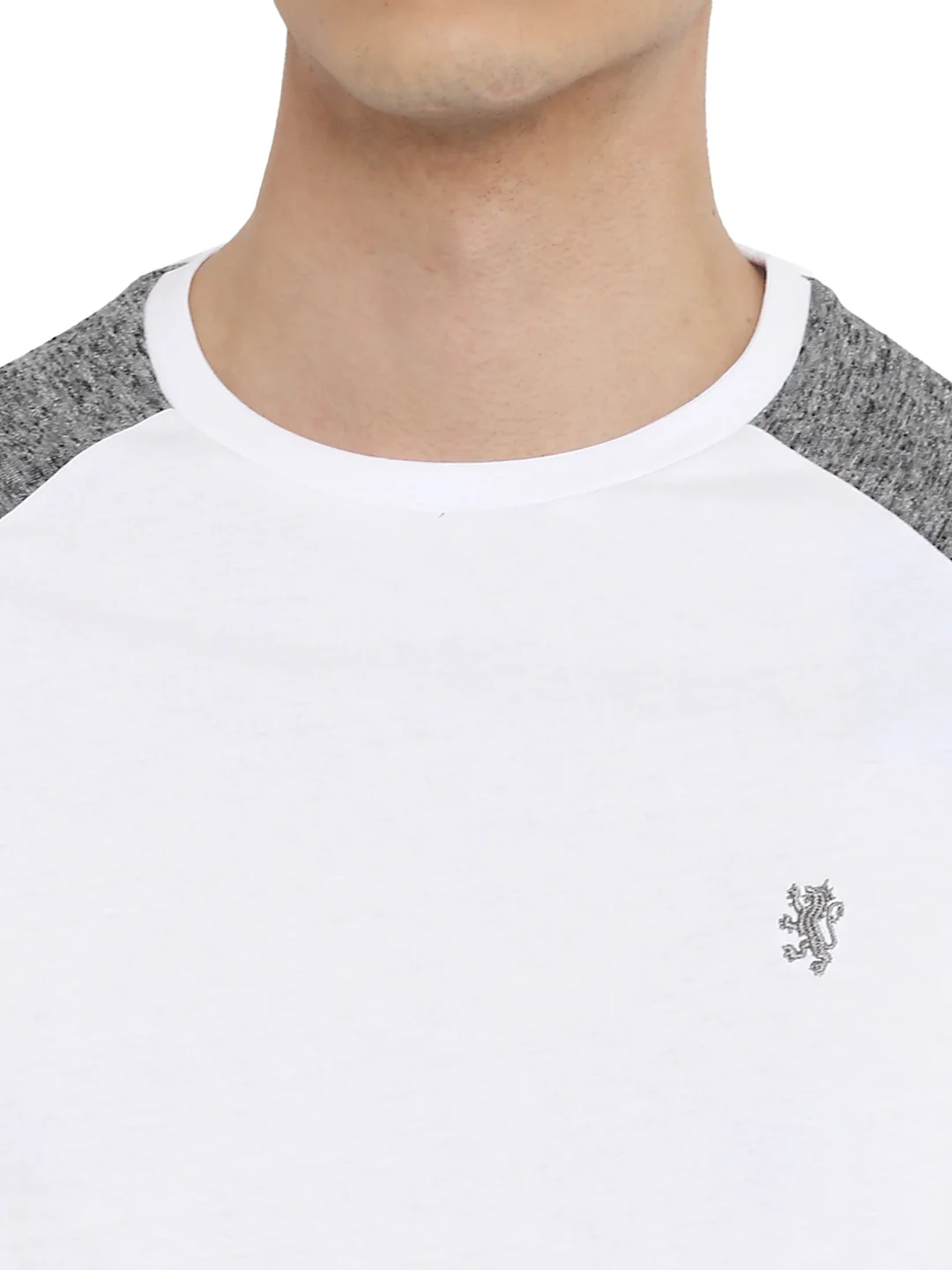 Men White/Charcoal Melange T-Shirt - Image 3