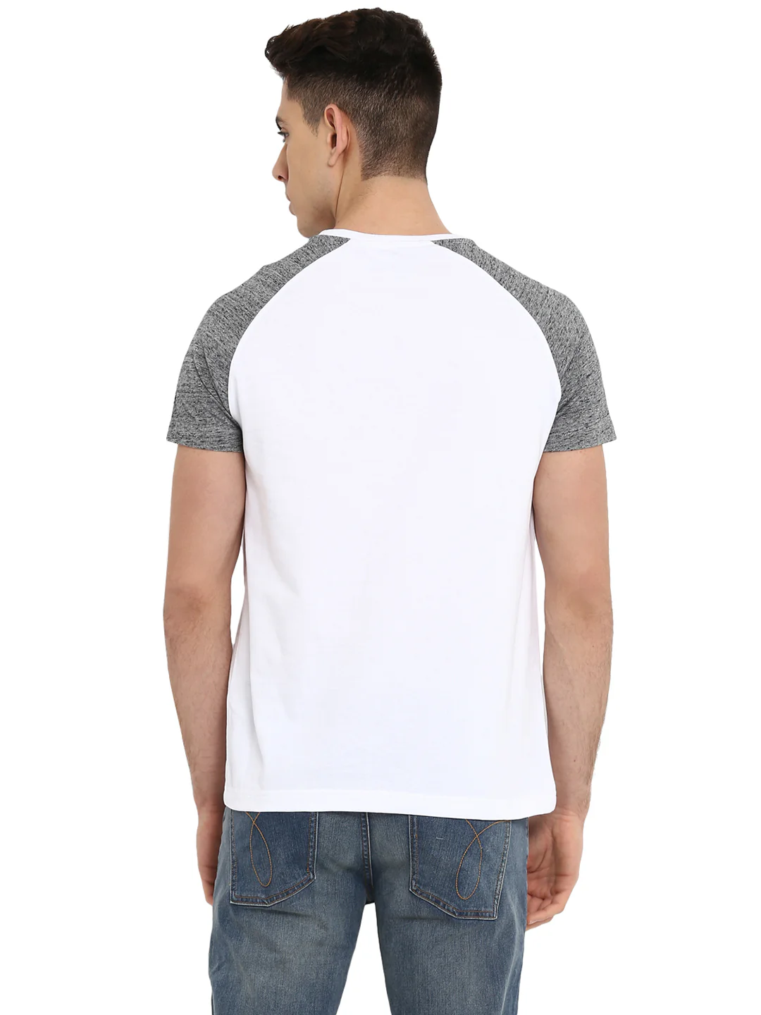 Men White/Charcoal Melange T-Shirt - Image 6