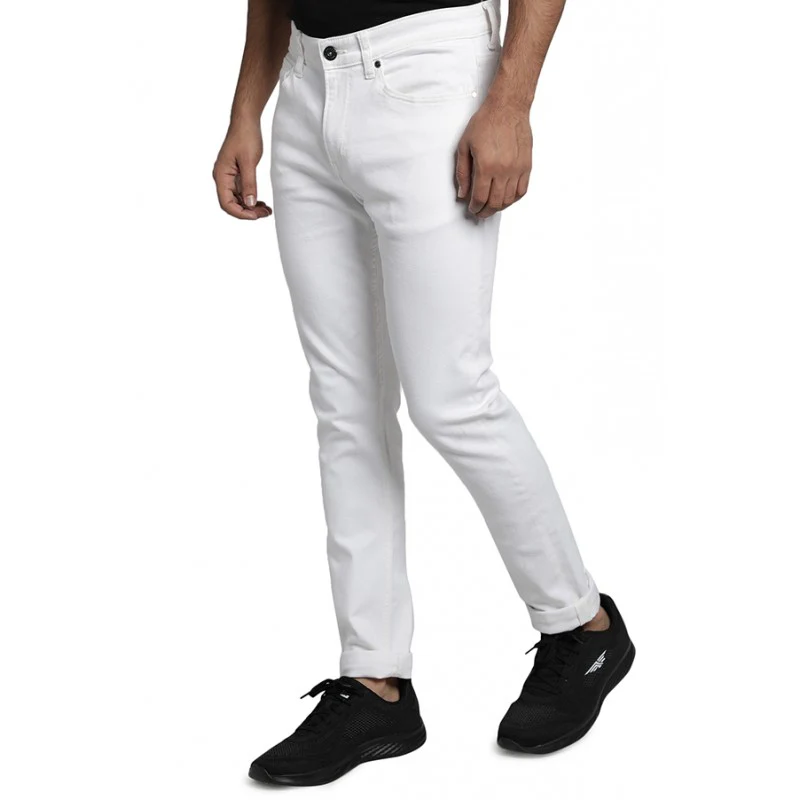 Men's White Cotton Elastane Skinny Fit Jeans - Image 2