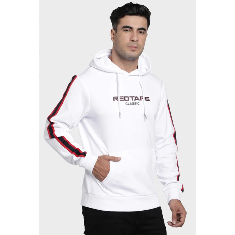 Men's White Cotton Fleece Hoodie - Image 2