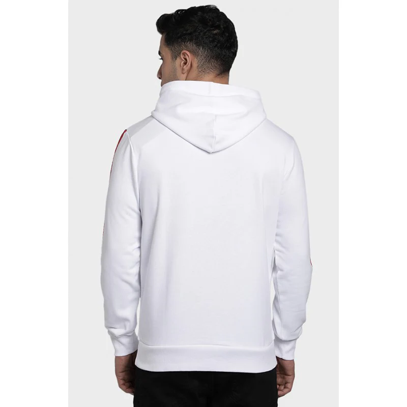 Men's White Cotton Fleece Hoodie - Image 4