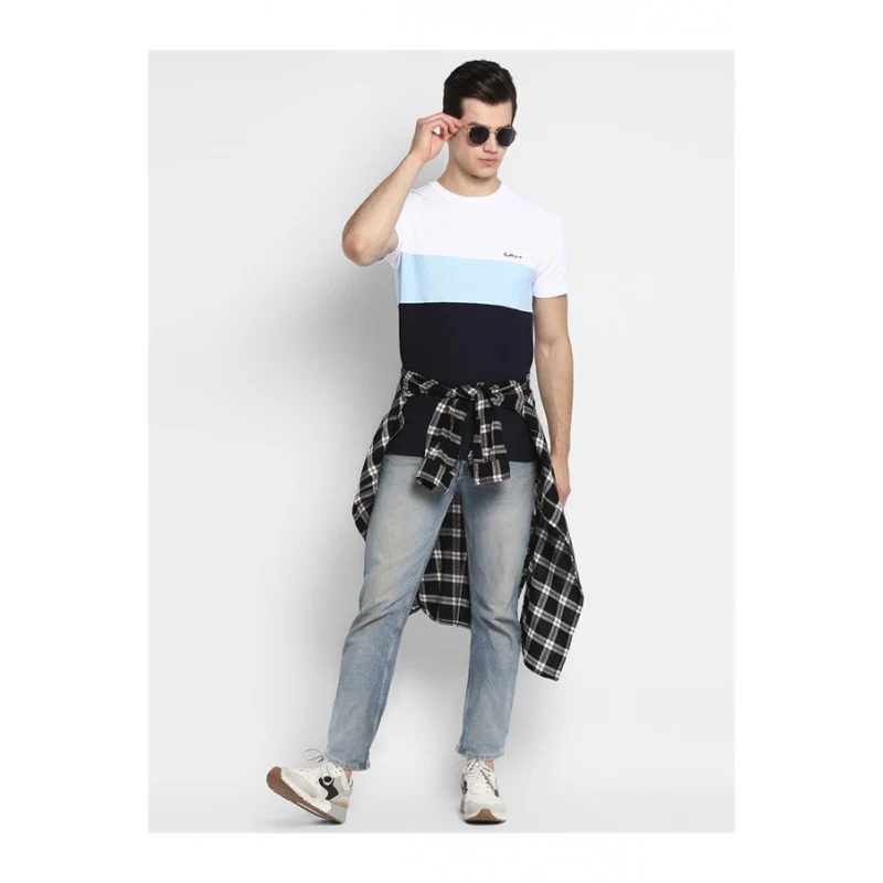 Mens White Powder Blue Navy T Shirt - Image 3