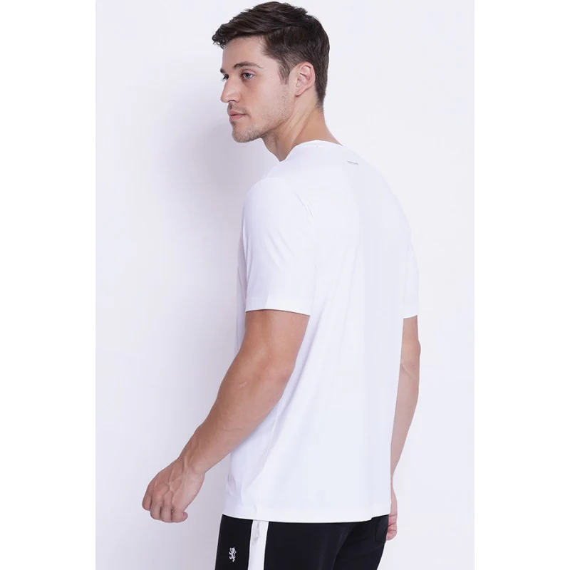 Men's White Round Neck Active Wear T-Shirt - Image 3