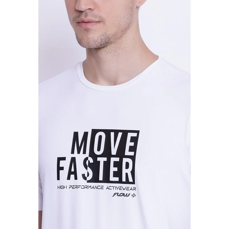 Men's White Round Neck Active Wear T-Shirt - Image 4
