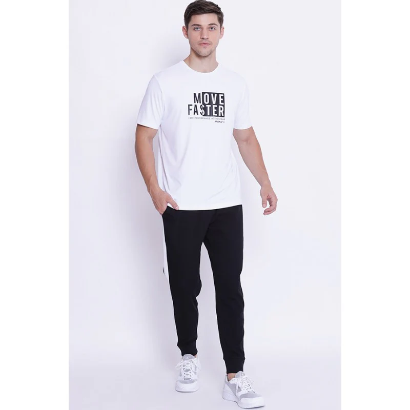 Men's White Round Neck Active Wear T-Shirt - Image 5