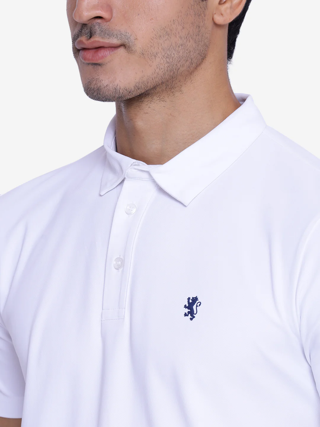 Men's White CollaRed T-Shirt - Image 3