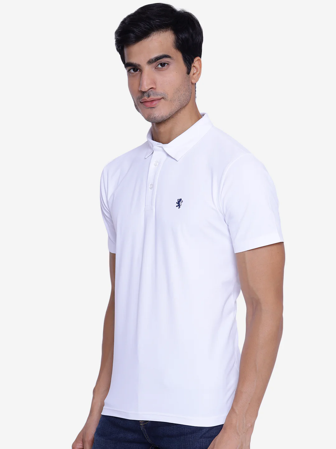 Men's White CollaRed T-Shirt - Image 4