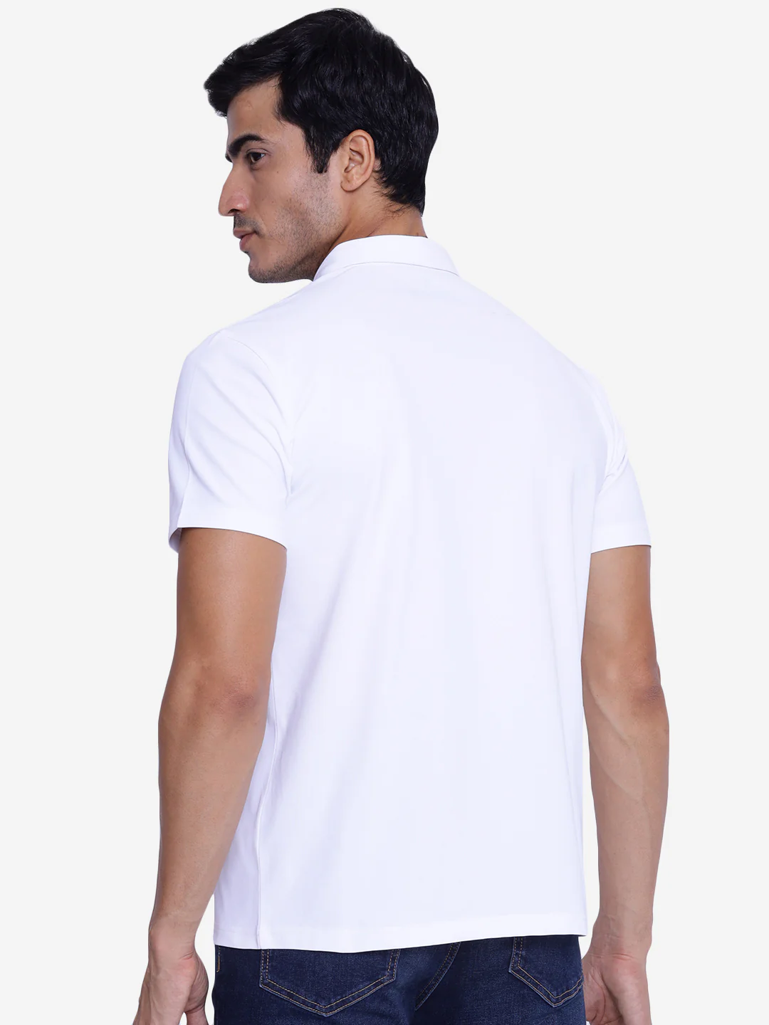 Men's White CollaRed T-Shirt - Image 5