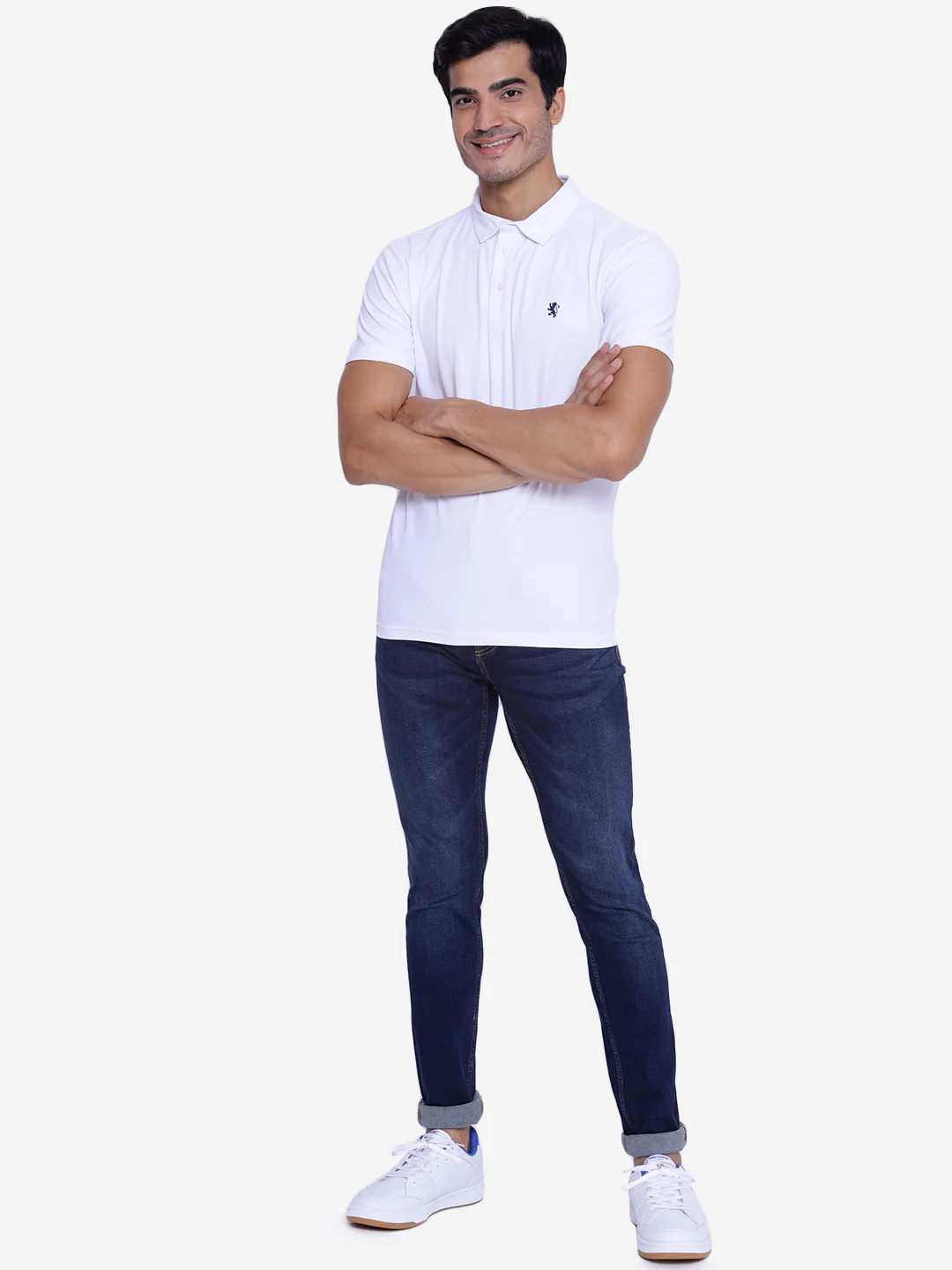 Men's White CollaRed T-Shirt - Image 6