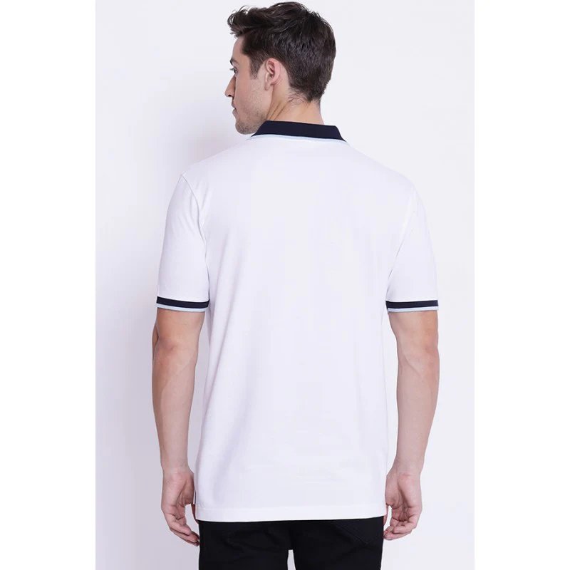Men's White CollaRed T-Shirt - Image 3