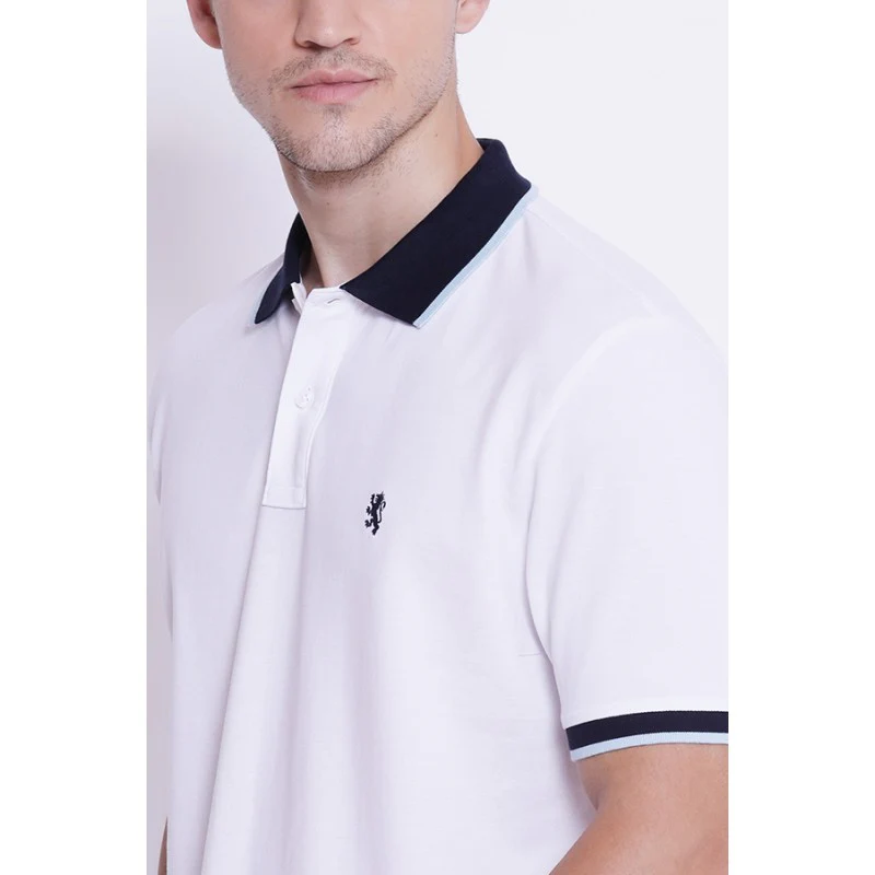 Men's White CollaRed T-Shirt - Image 4
