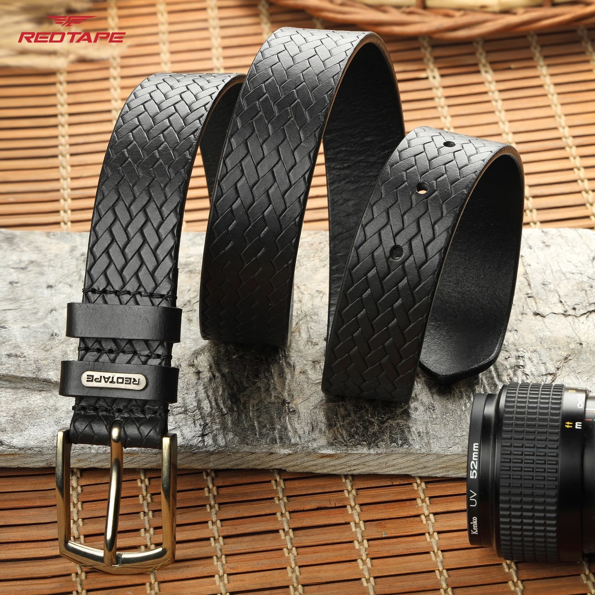 Men's Black Casual Leather Belt - Image 2