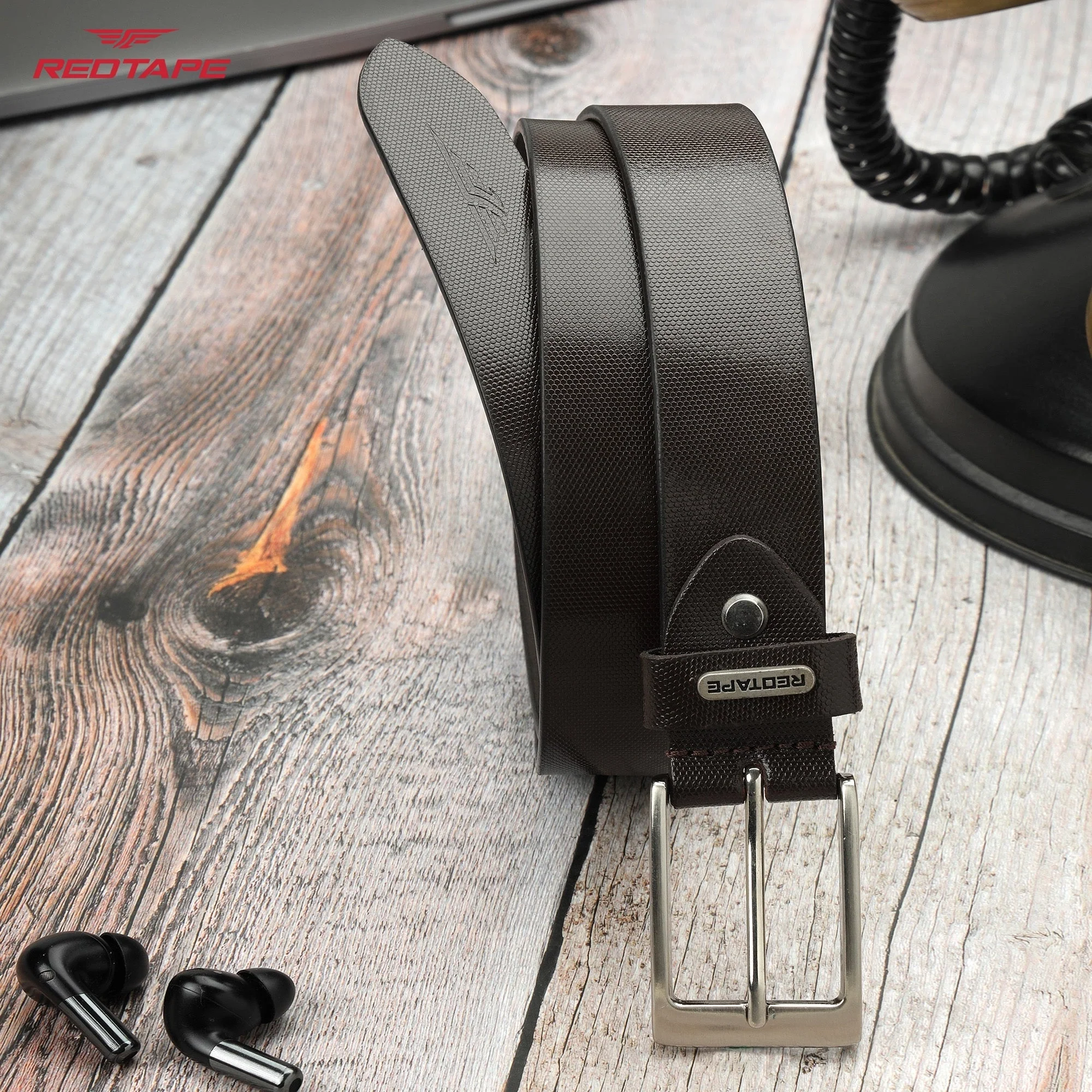 Men's Brown Leather Belt - Image 2