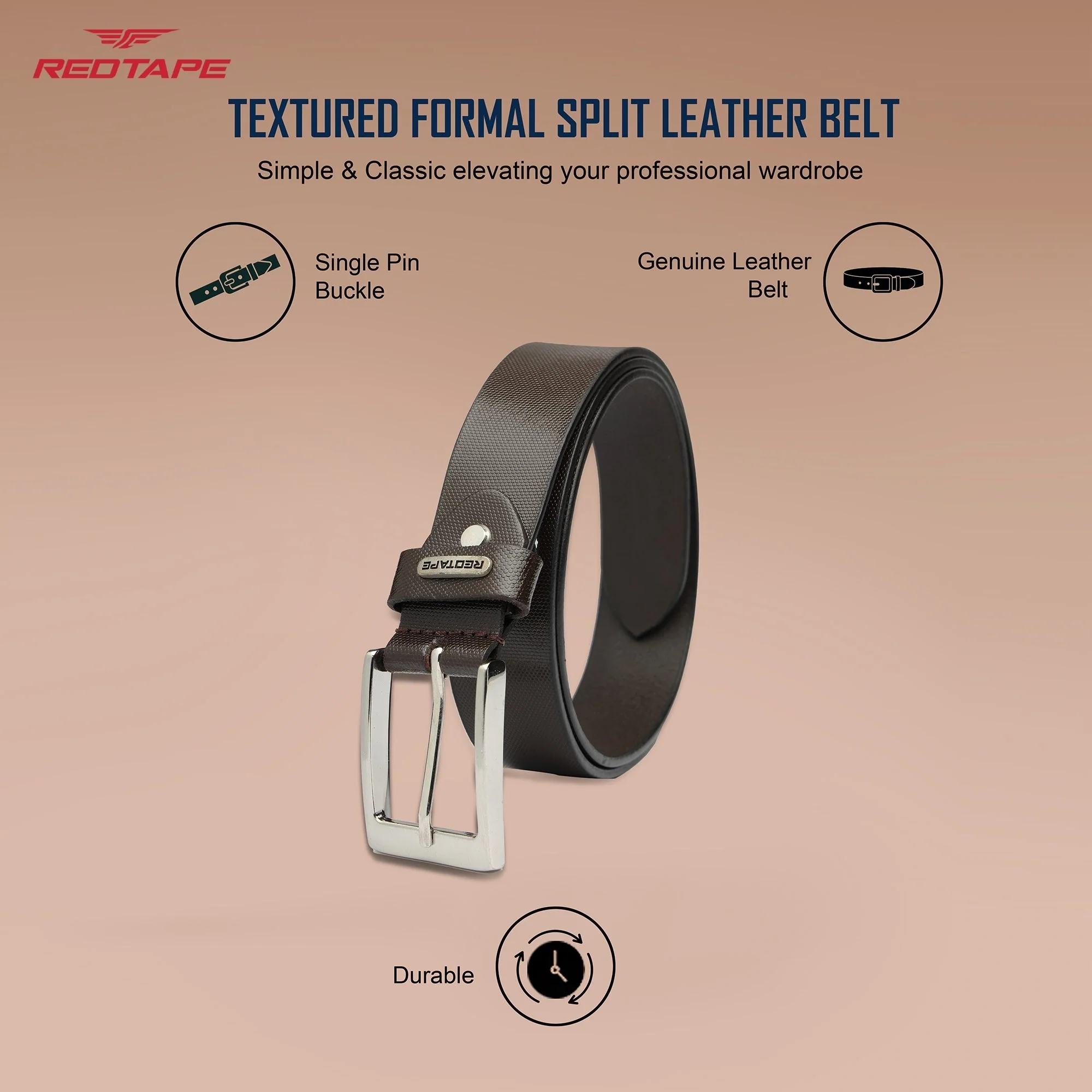 Men's Brown Leather Belt - Image 3