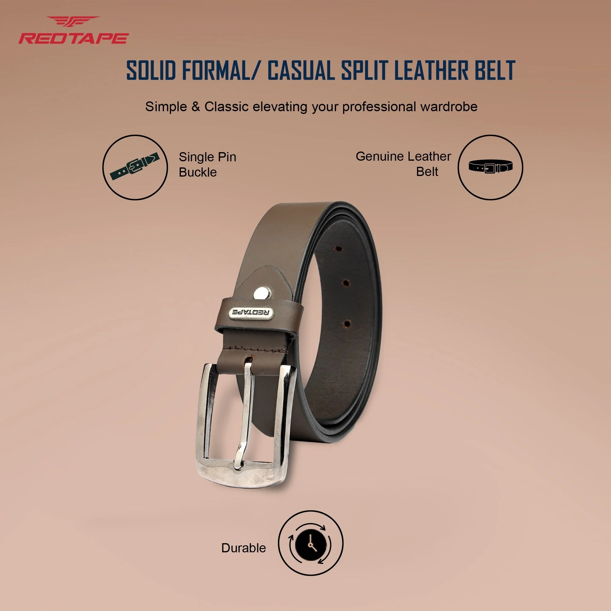 Men’s Dark Brown Genuine Leather Belt - Image 3