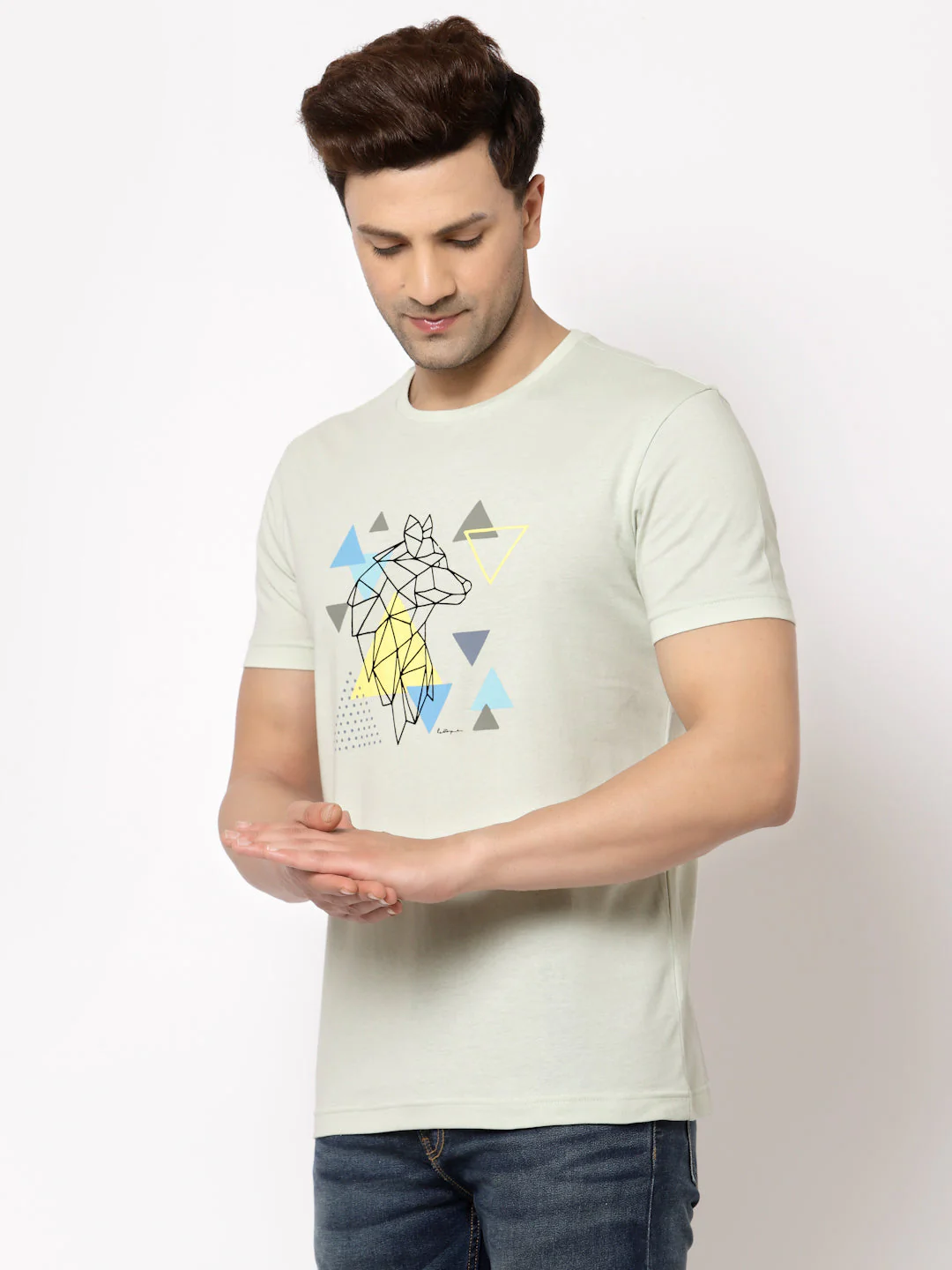 Mint Green Graphic Print T-Shirt for Men - Image 2