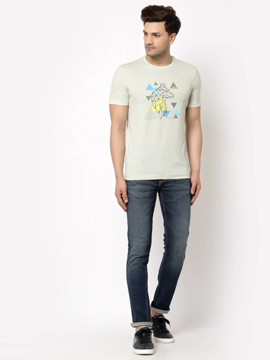 Mint Green Graphic Print T-Shirt for Men - Image 5