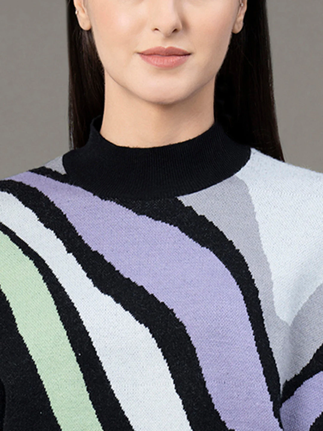 Mock Neck Drop Shoulder Sweater for Women - Image 4