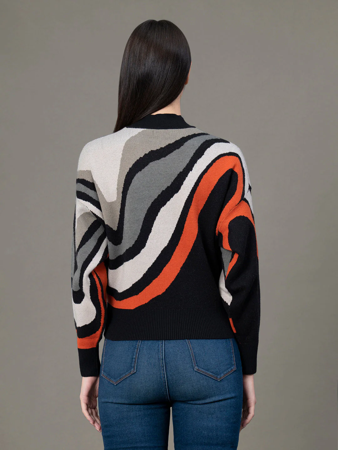 Mock Neck Drop Shoulder Sweater for Women - Image 3