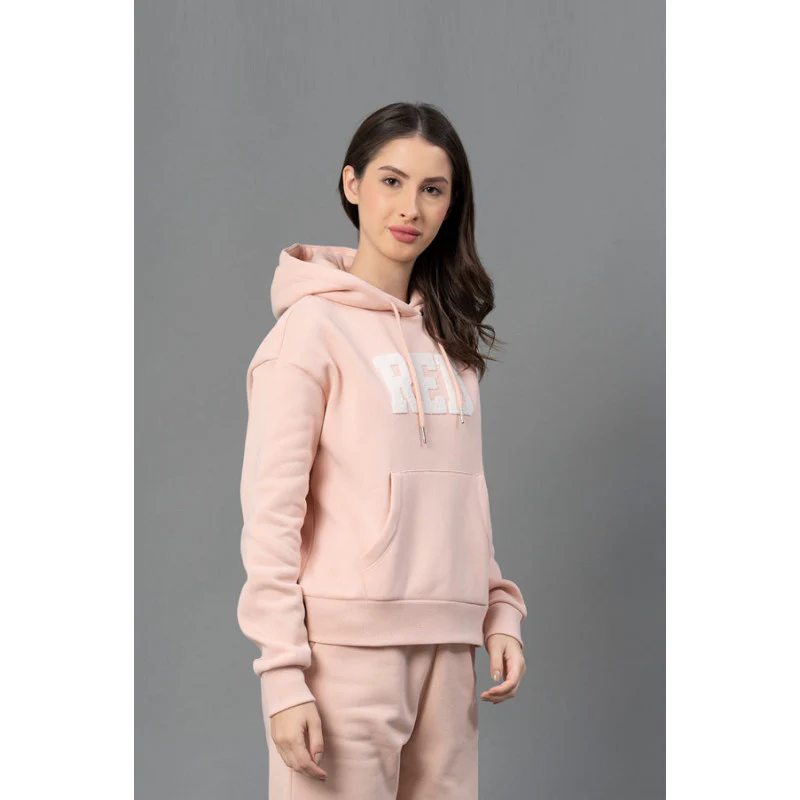 Women Light Peach Embroidered Hoodie - Image 2