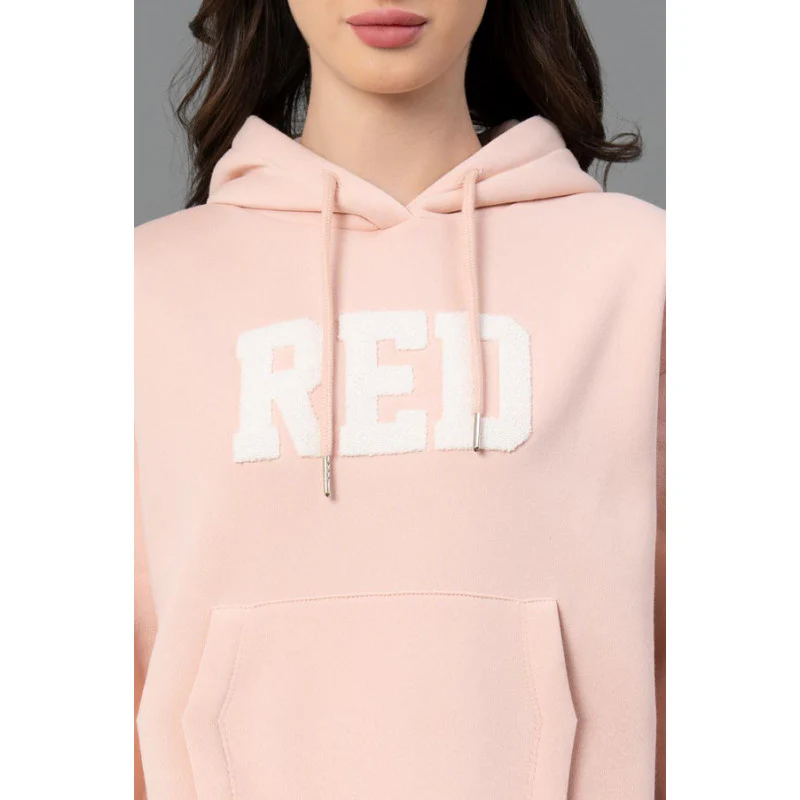 Women Light Peach Embroidered Hoodie - Image 4