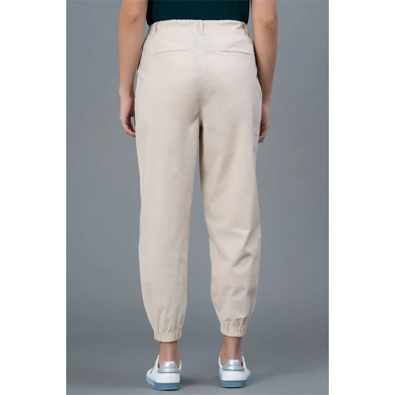 Beige Cotton Joggers for Women - Image 3