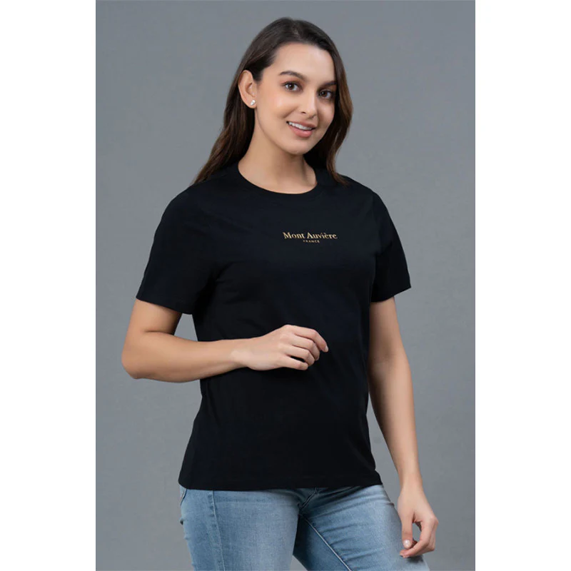Black Casual Graphic Print Cotton T-Shirt - Image 2