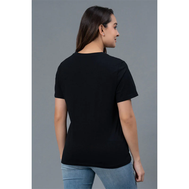 Black Casual Graphic Print Cotton T-Shirt - Image 3