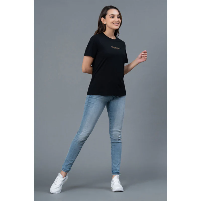 Black Casual Graphic Print Cotton T-Shirt - Image 5