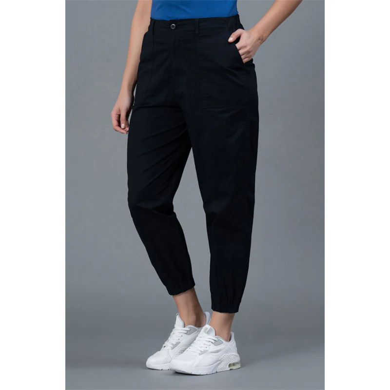 Black Cotton Joggers for Women - Image 2