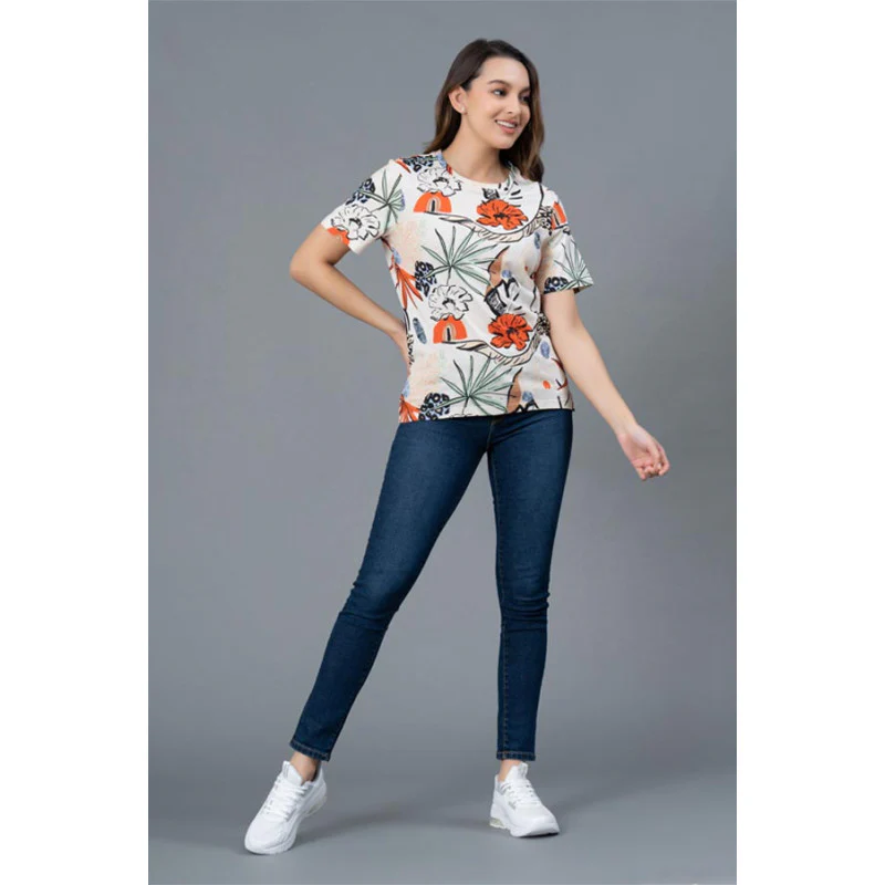 Casual Multi-color Printed T-Shirt for Women - Image 5