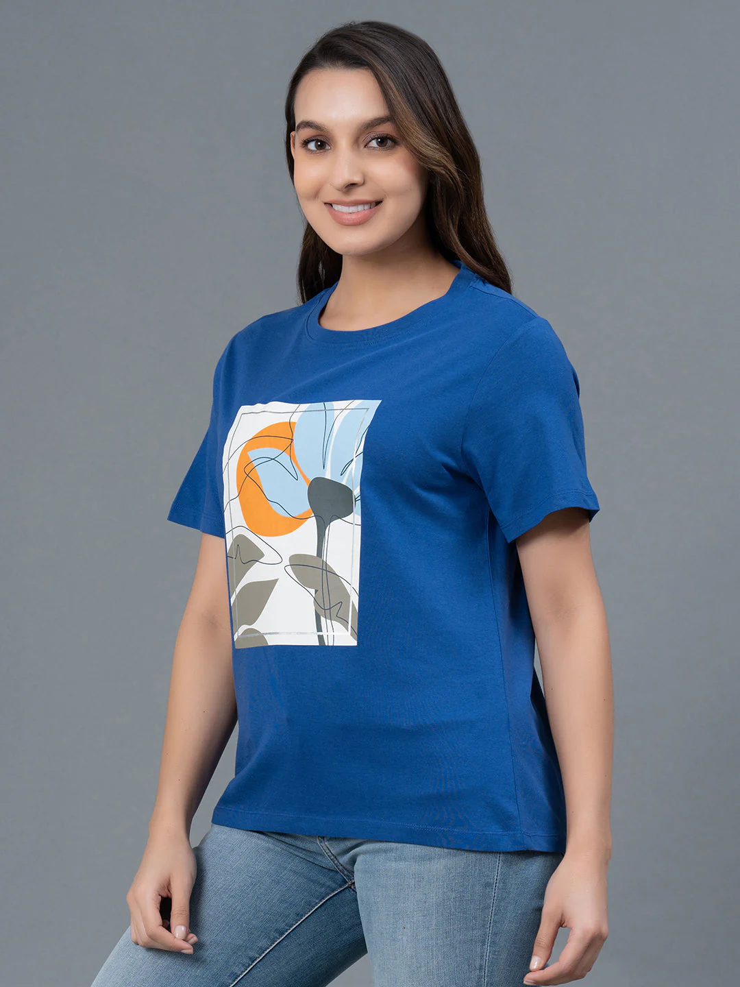 Casual Round Neck Cotton T-Shirt for Women - Image 2