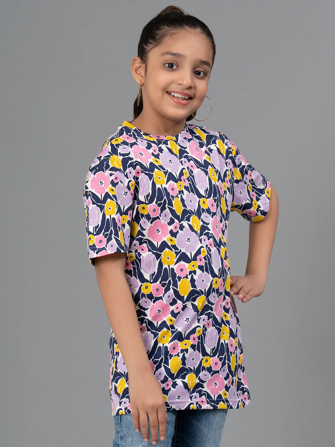 Dark Purple color T-Shirt for Girls - Image 2