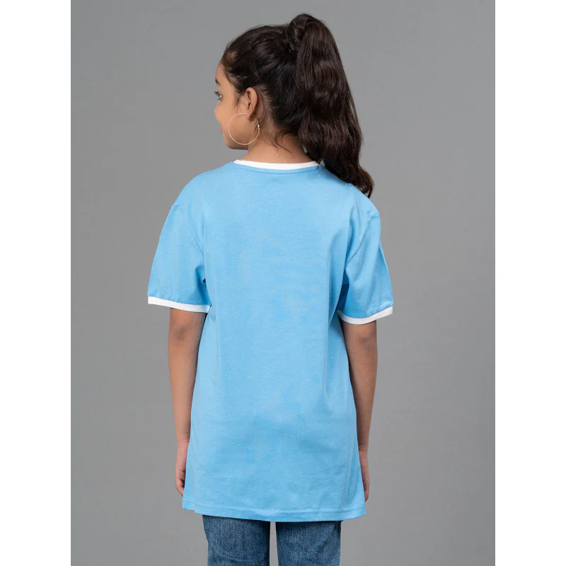 Deep Sky Blue Color Girls T-Shirt| Best in Comfort|Cotton| Casual Fit| Half Sleeves - Image 3