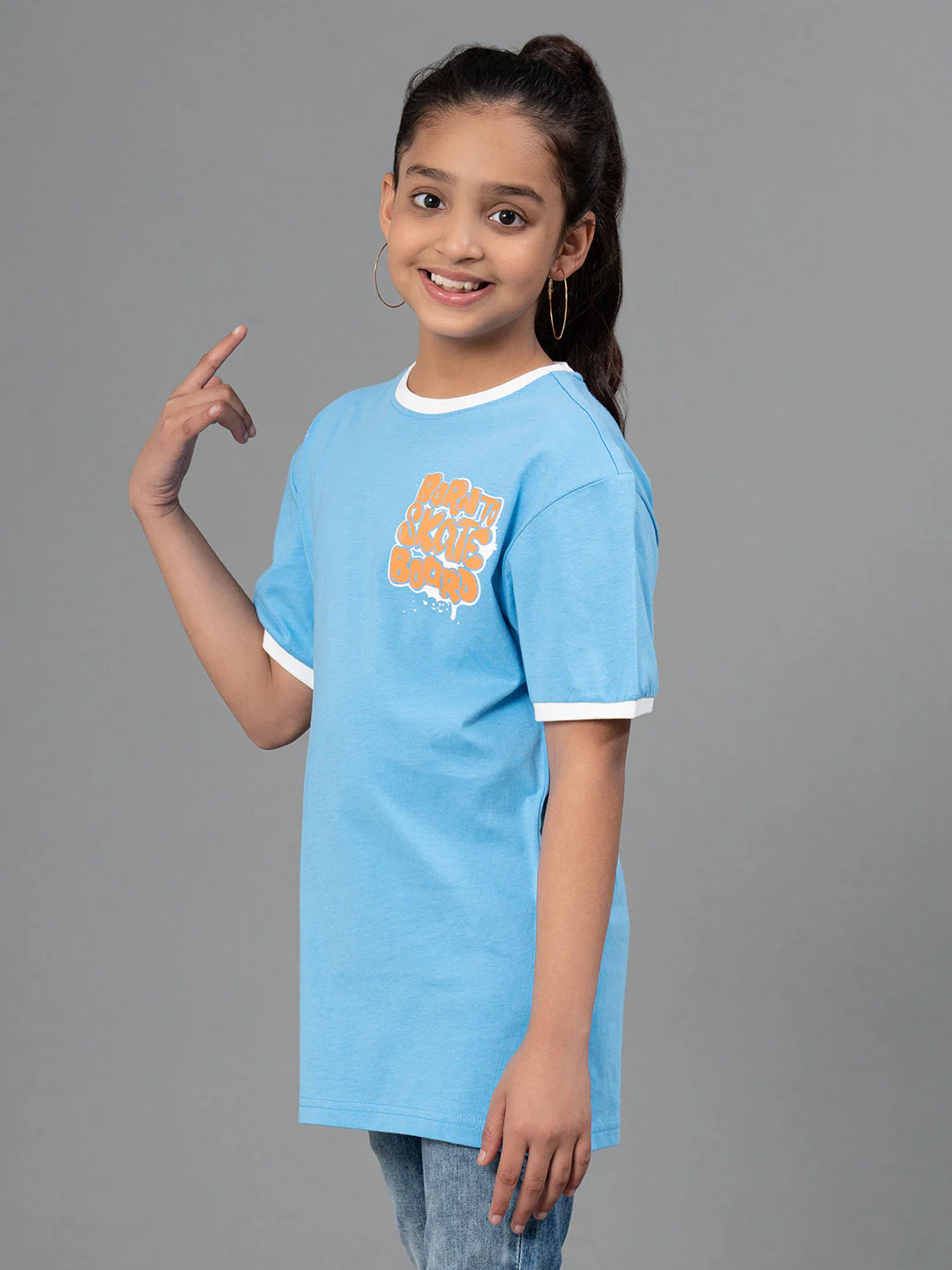 Deep Sky Blue Color Girls T-Shirt| Best in Comfort|Cotton - Image 2