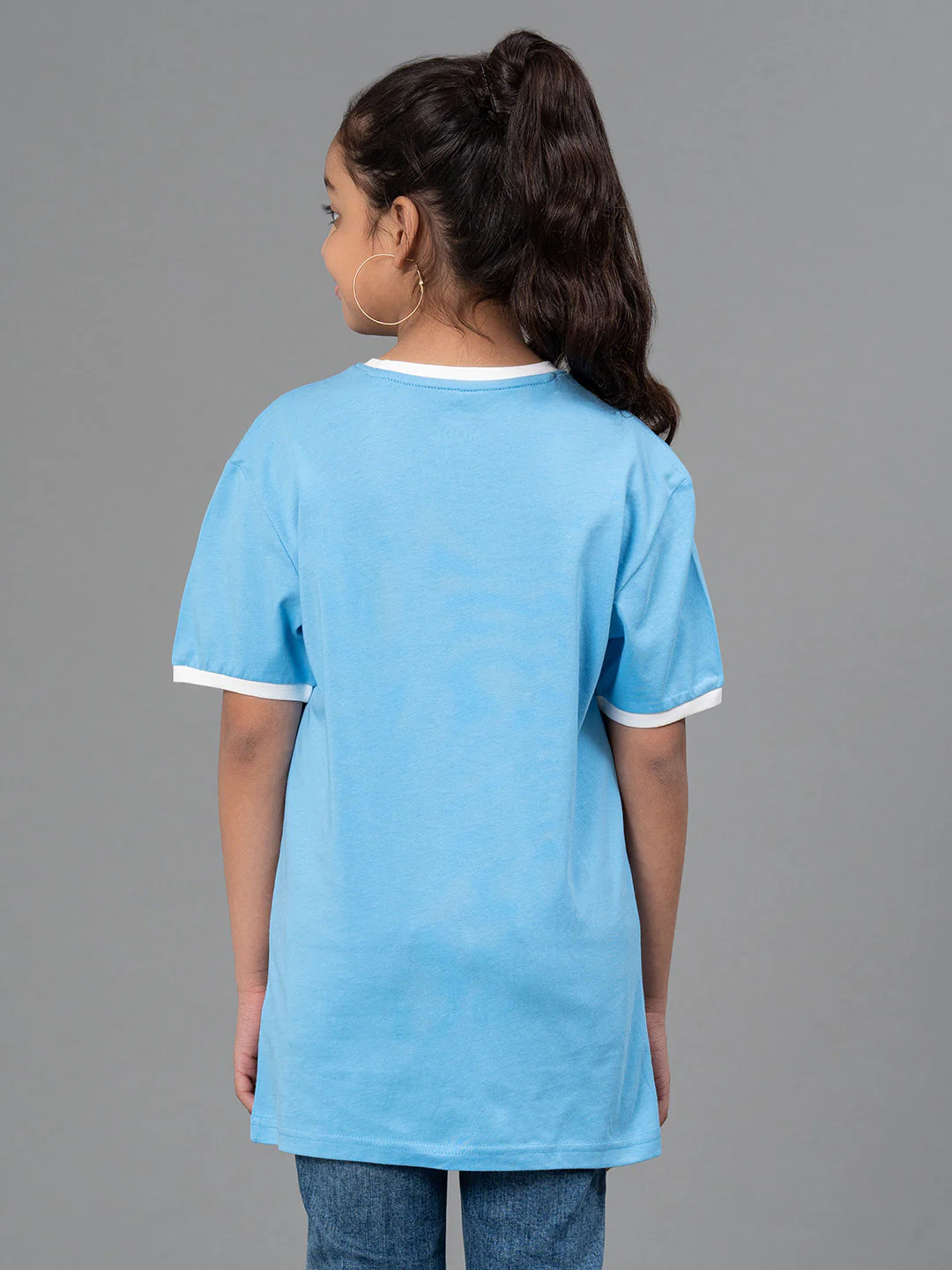 Deep Sky Blue Color Girls T-Shirt| Best in Comfort|Cotton - Image 3