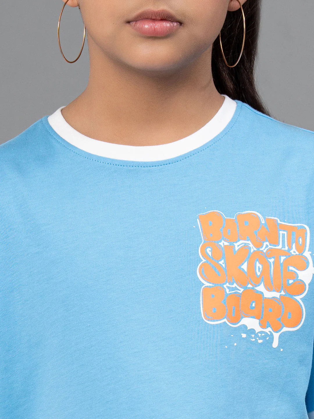 Deep Sky Blue Color Girls T-Shirt| Best in Comfort|Cotton - Image 4