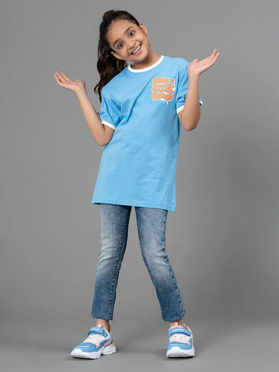 Deep Sky Blue Color Girls T-Shirt| Best in Comfort|Cotton - Image 5