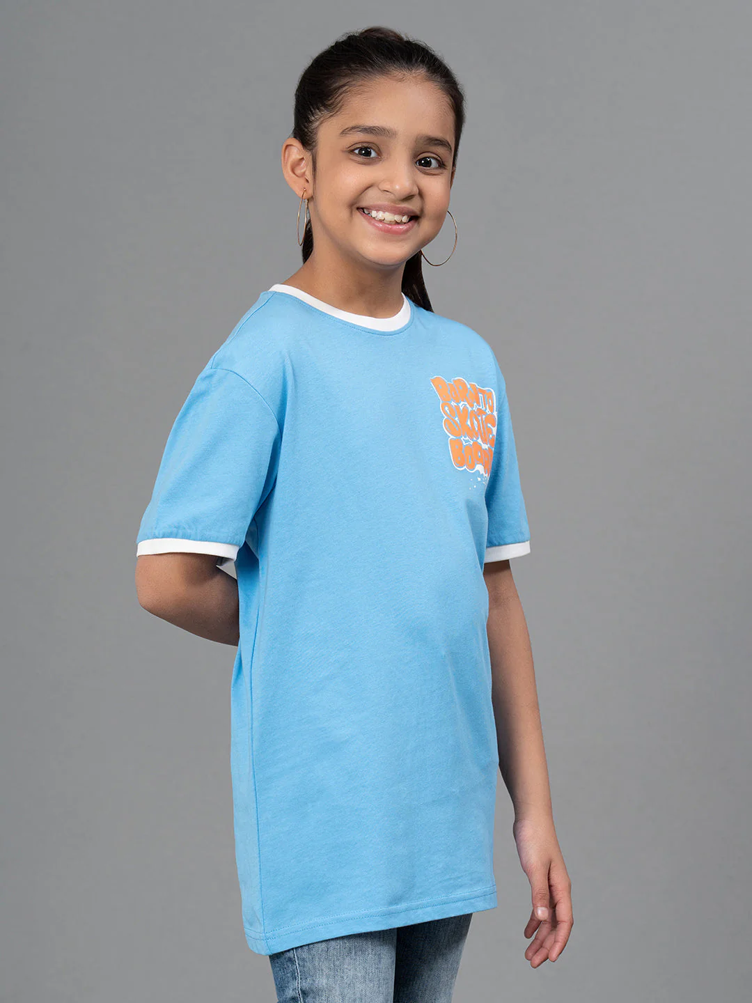 Deep Sky Blue Color Girls T-Shirt| Best in Comfort|Cotton - Image 6