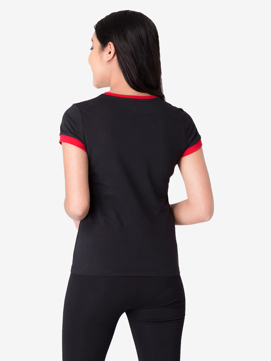 Girl's Black Round Neck T-Shirt - Image 4