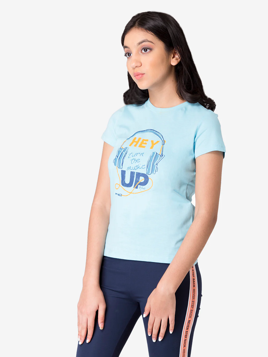 Girl's Pastel blue Round Neck T-Shirt - Image 2