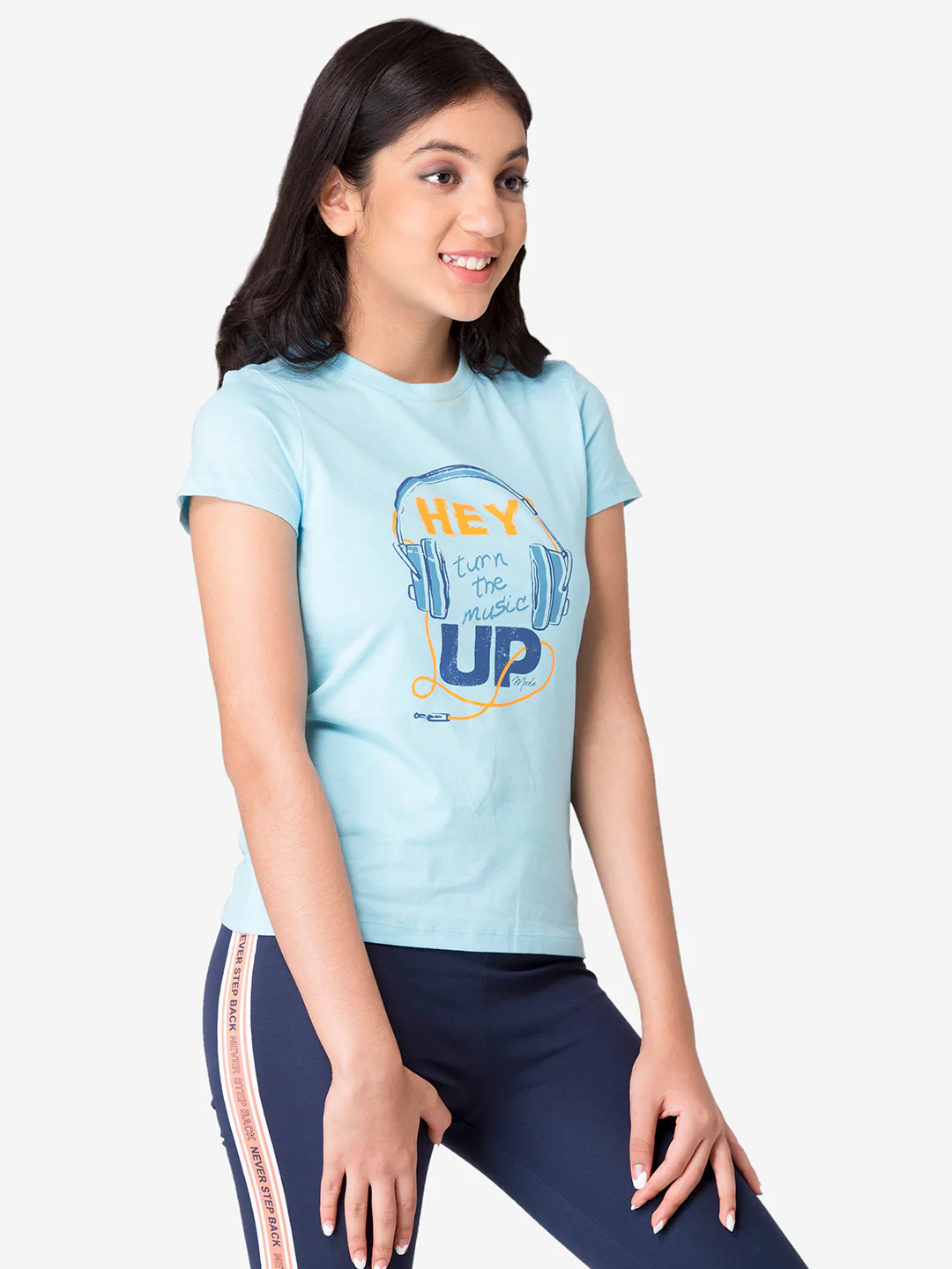 Girl's Pastel blue Round Neck T-Shirt - Image 3