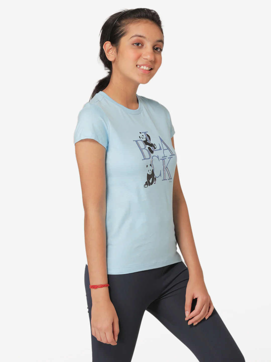 Girl's Pastel blue Round Neck T-Shirt - Image 3