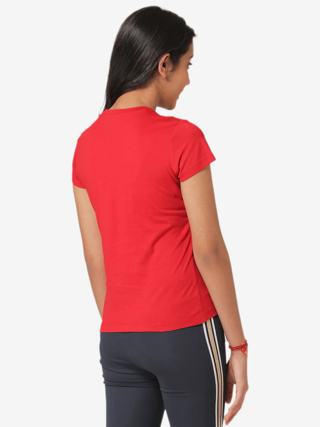 Girl's Red Round Neck T-Shirt - Image 3