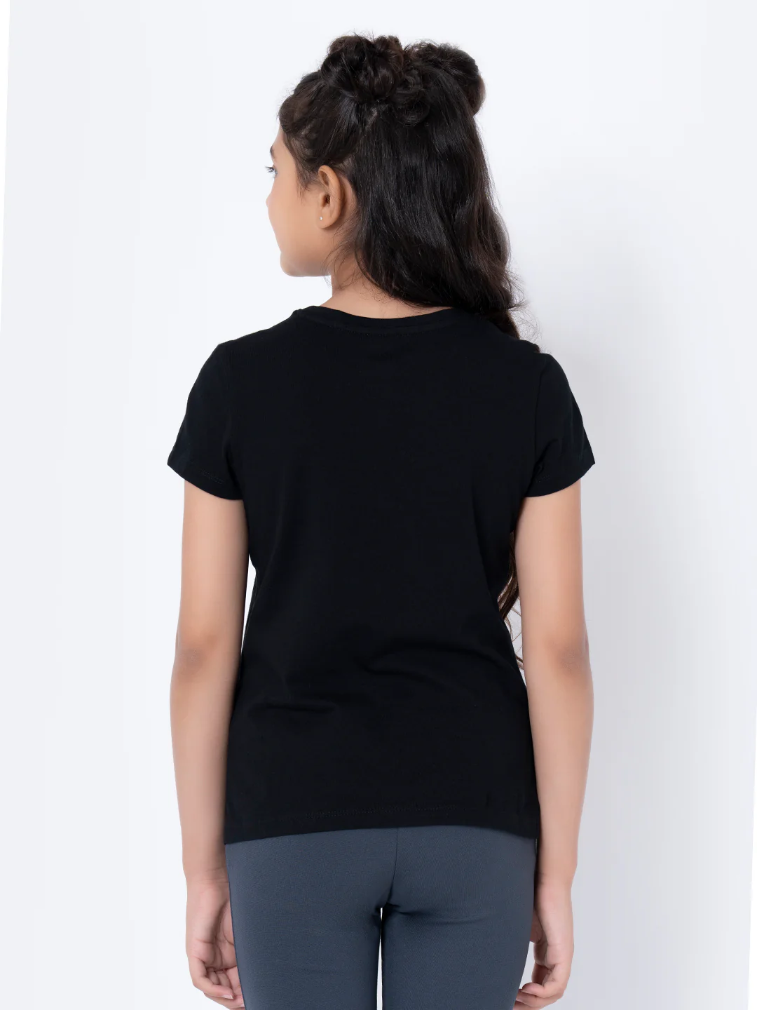 Girls Black Floral Print T-Shirt - Image 3